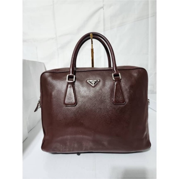 Authentic Prada Saffiano Leather Bag Burgundy - Picture 1 of 16